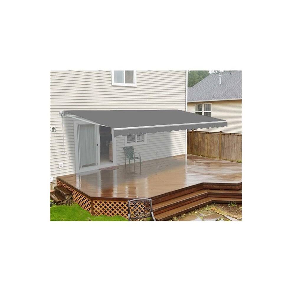 Aleko AWM6.5X5GY80 Retractable Patio Deck Awning Motorized 6.5 x 5 ft Grey