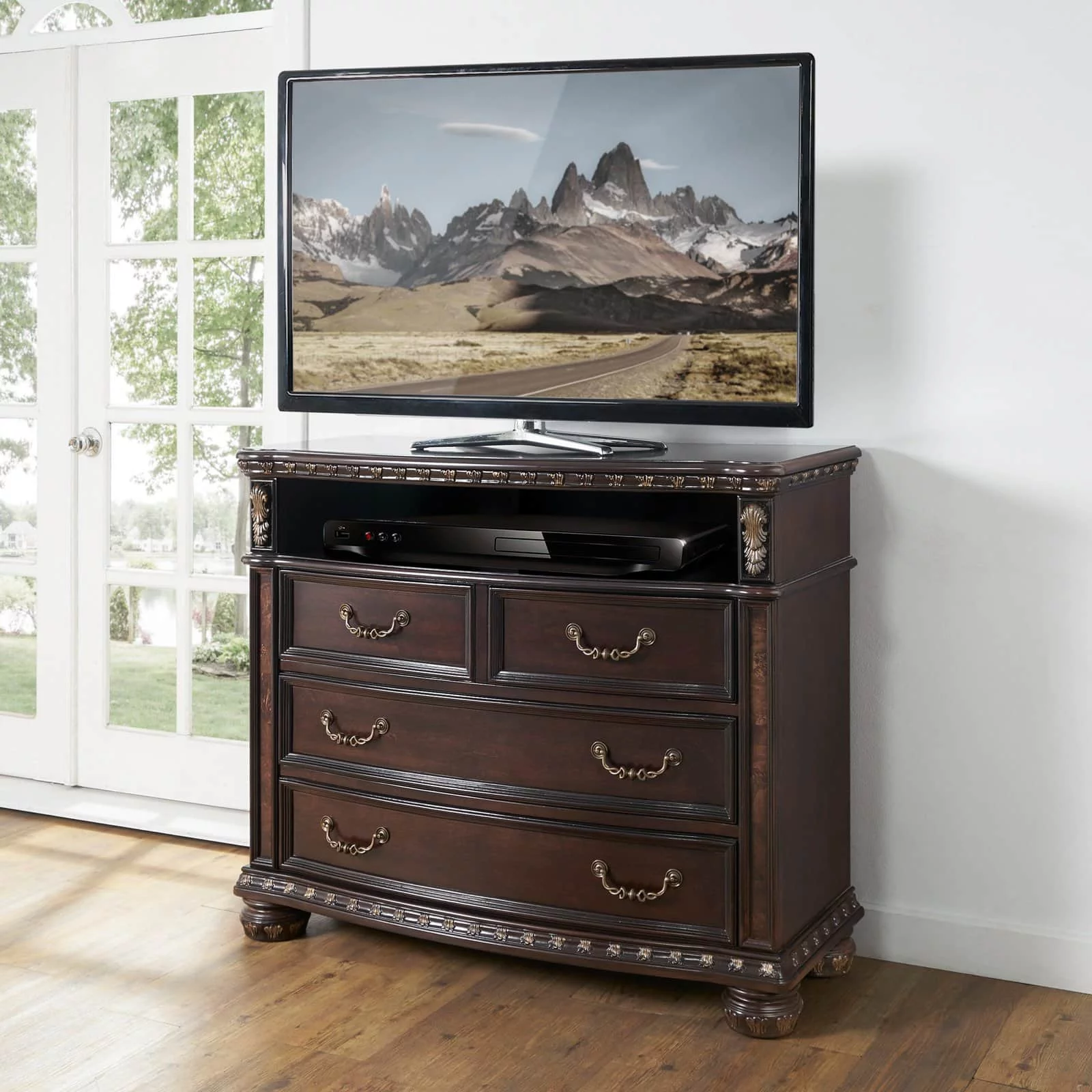 Steve Silver Monte Carlo Rich Cocoa Chocolate Media Wood Chest