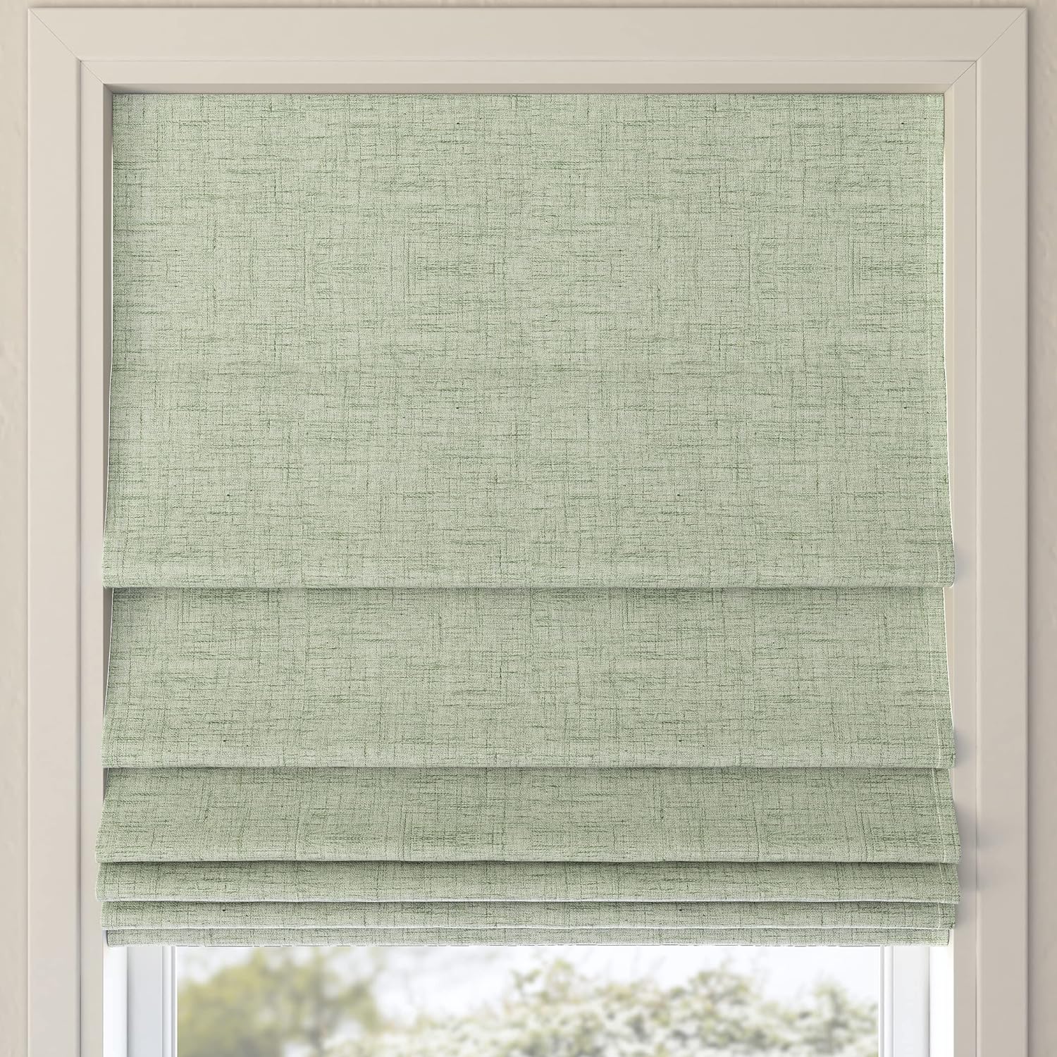 Seraphina Textured Total Blackout Cordless Shade, 39" X 64", Sage Green