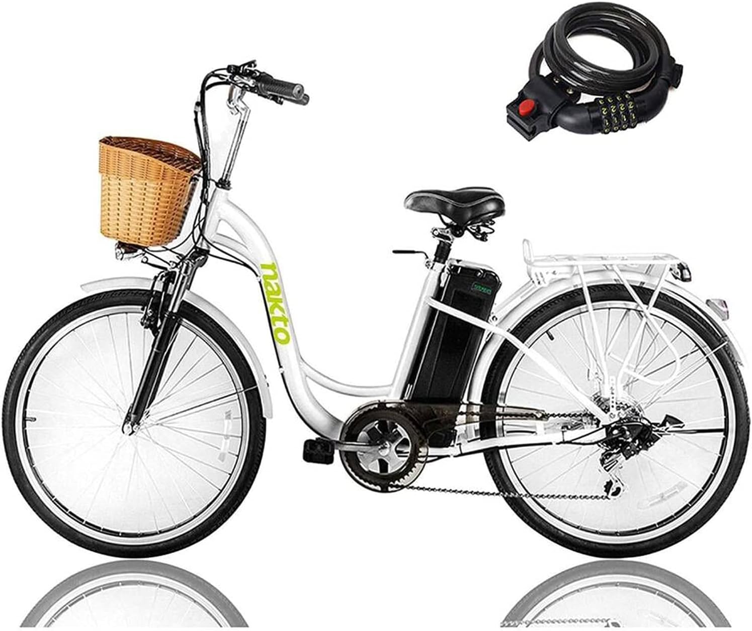NAKTO 26 250W Cargo Electric Bicycle Sporting Shimano 6 Speed Gear EBike Brushless Gear Motor with Removable Waterproof Large Capacity 36V10A Lithium