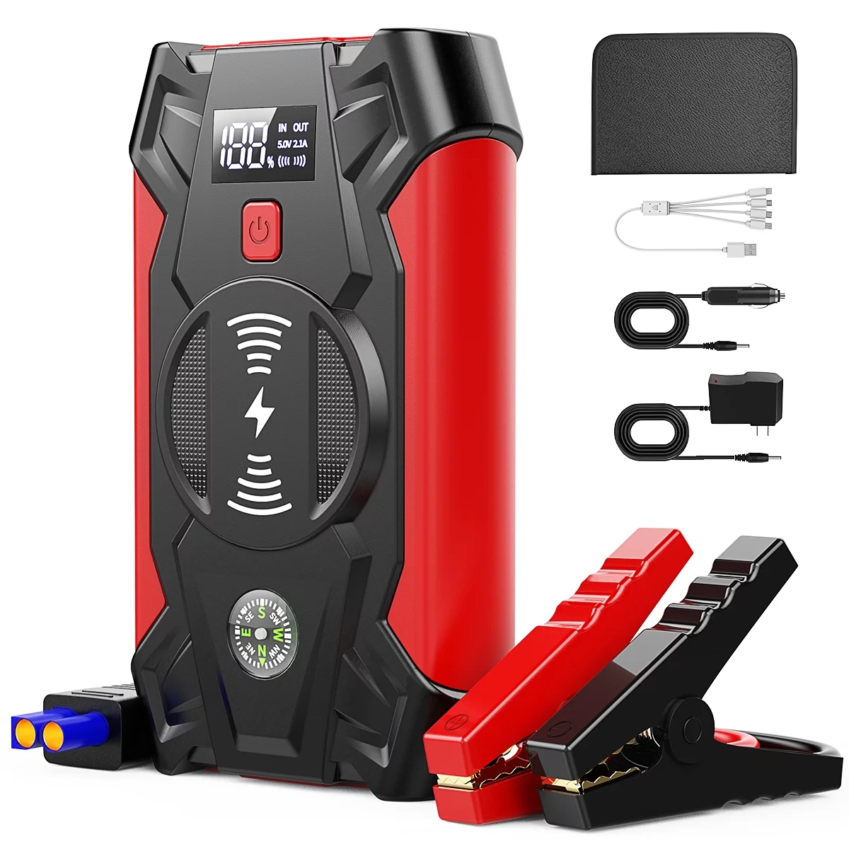 Car Jump Starter w/Wireless Changing, 4000A Peak 39800mAH Battery Jump Starter(Up to 8.0L Gas or 6.5L Diesel)