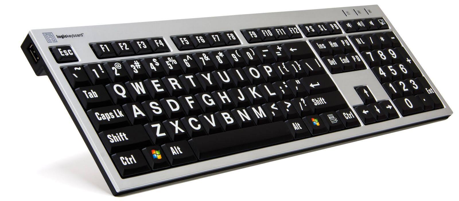 LogicKeyboard Large Print PC Slim Line Keyboard (White on Black) LPRNTWB-AJPU-US
