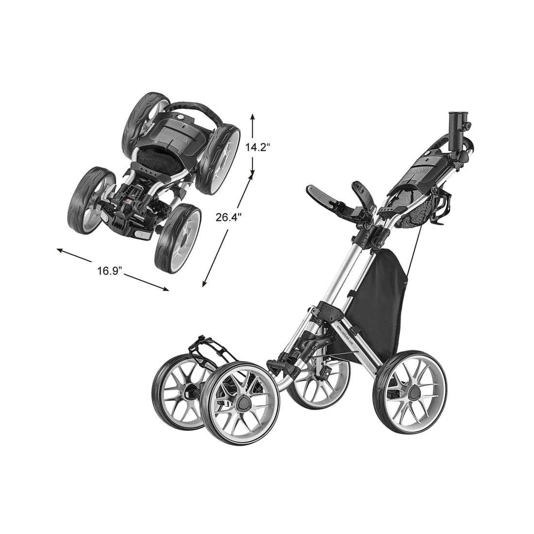 CaddyTek CaddyCruiser One Version 8 Golf Push Cart, Silver