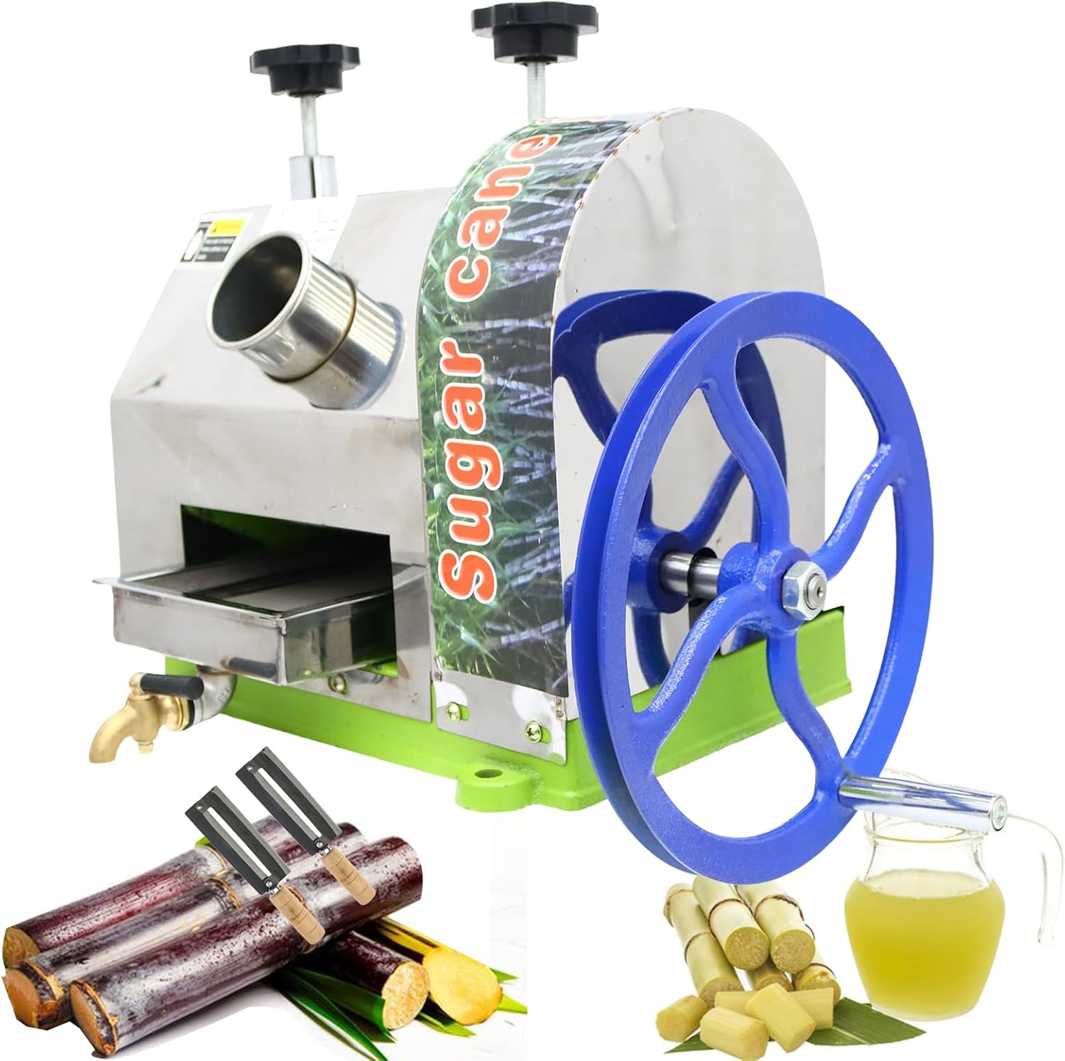 INTBUYING Manual Sugarcane Juicer Sugarcane Press Machine Sugarcane Juice Extractor W/3 Rollers for Sugar Cane Squeezer Juicer Machine 2 Paring