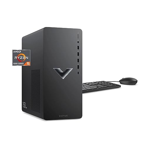 HP 2023 Victus 15L Gaming Desktop PC, AMD 6-Core Ryzen 5600G Processor (Up to 4.4 GHz), 16GB RAM, 512GB NVMe, AMD Radeon RX6400, Mouse and Keyboard