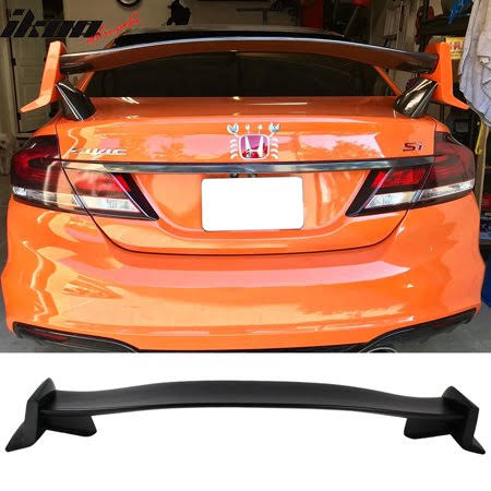 Ikon Motorsports Compatible with 12-15 Honda Civic 9th Gen Fb Sedan Gen x Unpainted Trunk ABS Spoiler 2012 2013 2014 2015, Black