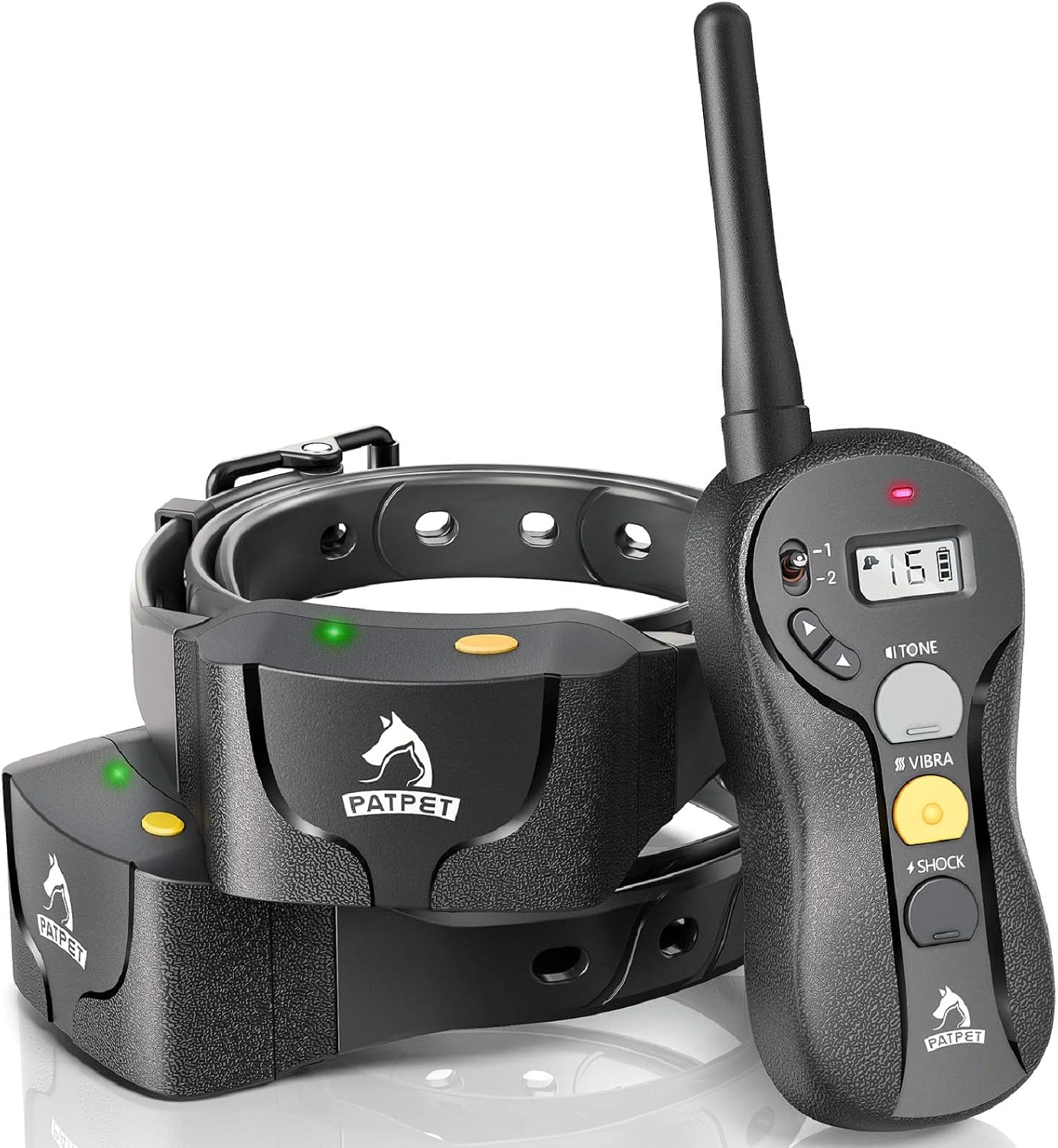 PATPET Dog Shock Collar for Large Dog - Rechargeable Dog Training Collar with Remote IPX7 Waterproof 3 Training Modes, Beep