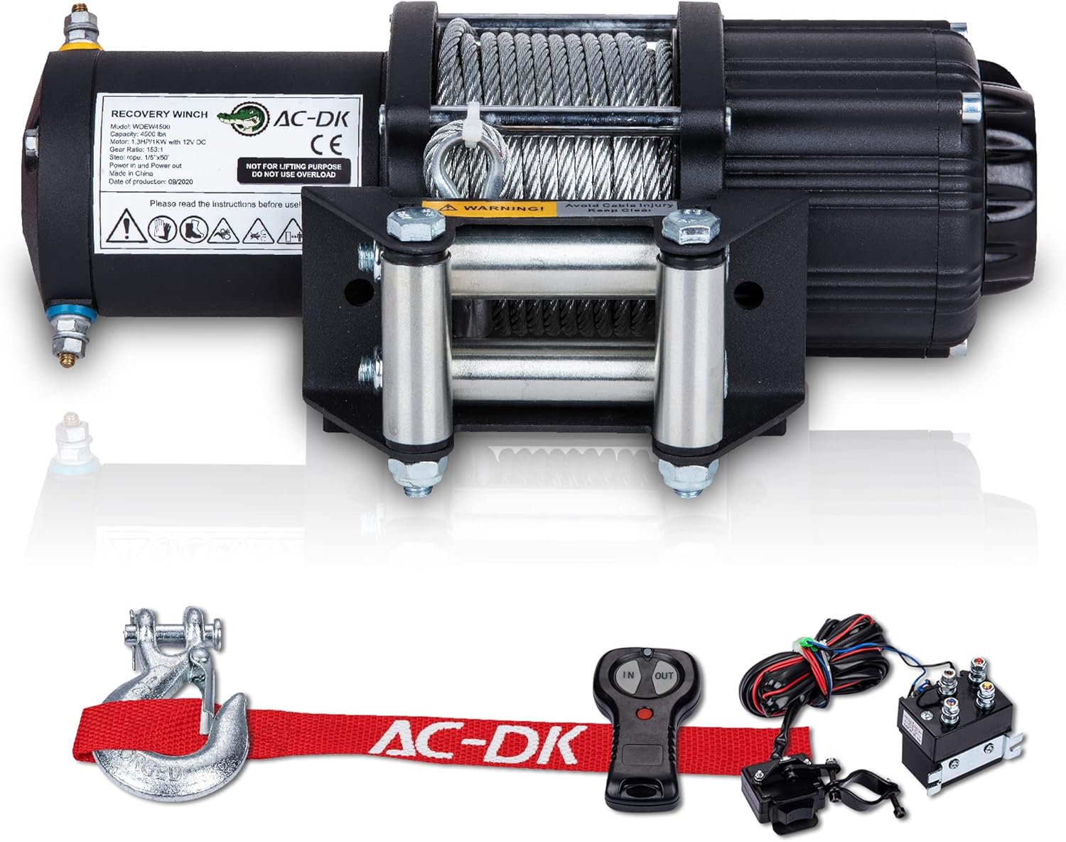 AC-DK 4500 lb Winch Electric Steel Rope ATV Winch Kit, 12V Winch for Towing ATV/UTV Off-Road Trailer