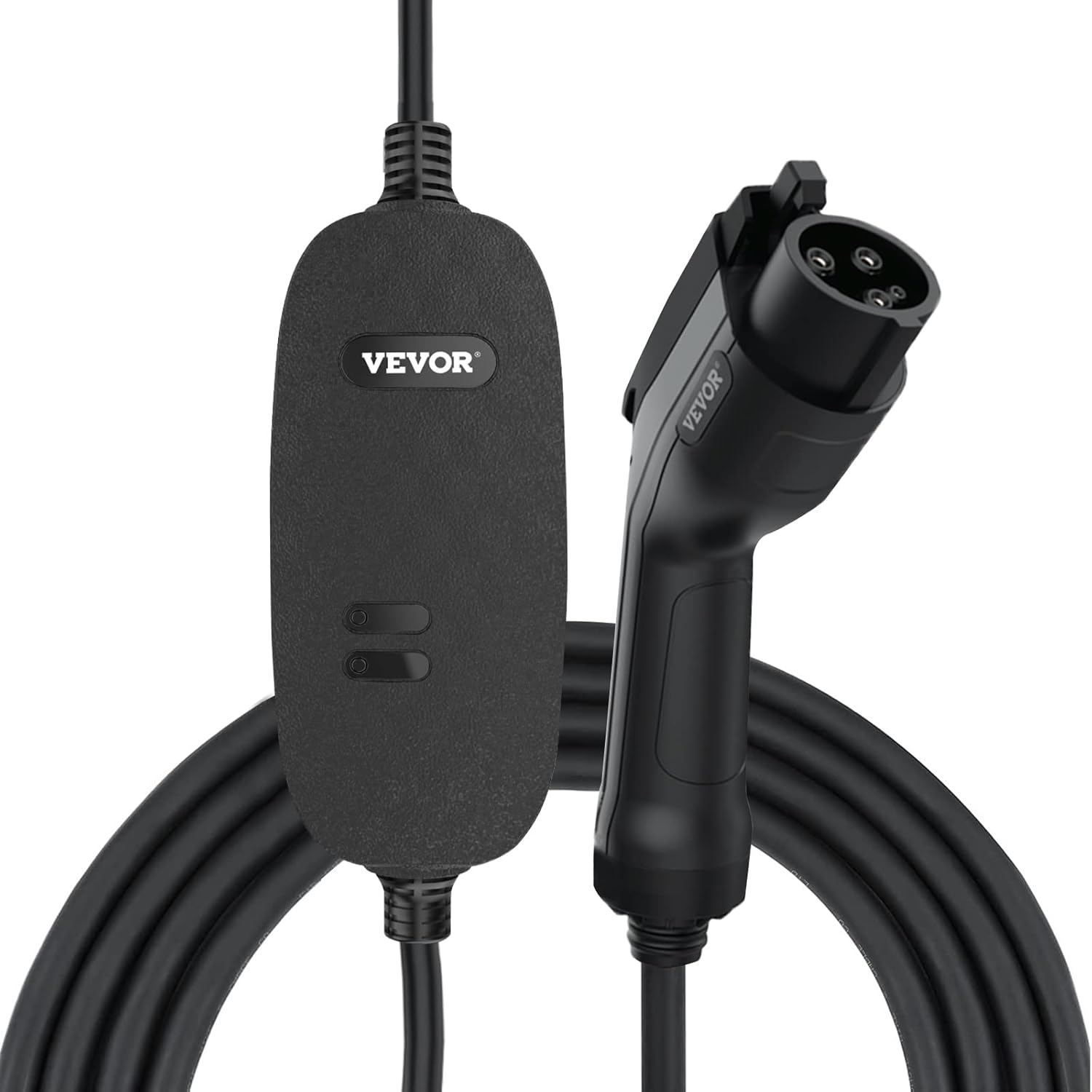 VEVOR Level 1+2 EV Charger, 15 Amp 110-240V, Portable Electric Vehicle Charger with 25 ft Charging Cable NEMA 6-20 Plug NEMA 5-15 Adapter