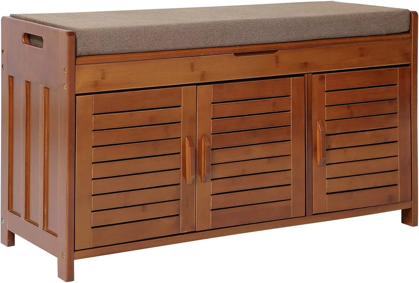 POJPION Shoe Storage Rack Bench for Entryway Window & Outdoor Bench Boot Organizing Detachable Cushion with Hidden Storage Compartment
