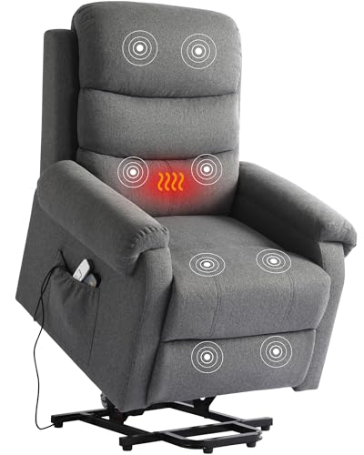 Power Lift Recliner Chair Recliners for Elderly with Heat and Massage Recliner Chair for Living Room with Infinite Position and Side Pocket