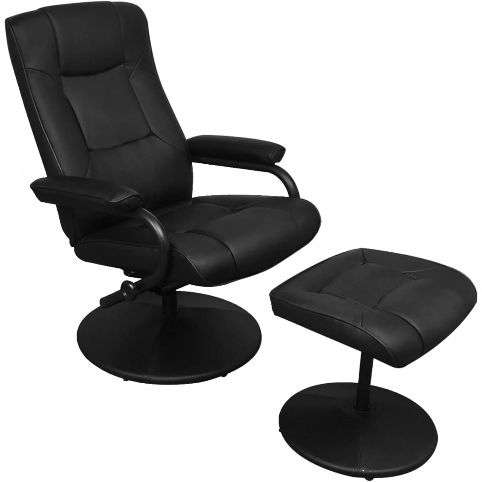 Tomshoo Swivel Recliner with Ottoman Black Faux Leather