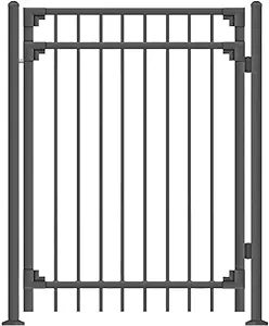 XCEL Fence Cortina Black Steel Anti-Rust Fence Gate - Flat Top - Flat Bottom Pickets - 5'H X 4'W - Easy Installation - for Residential, Outdoor, Yard