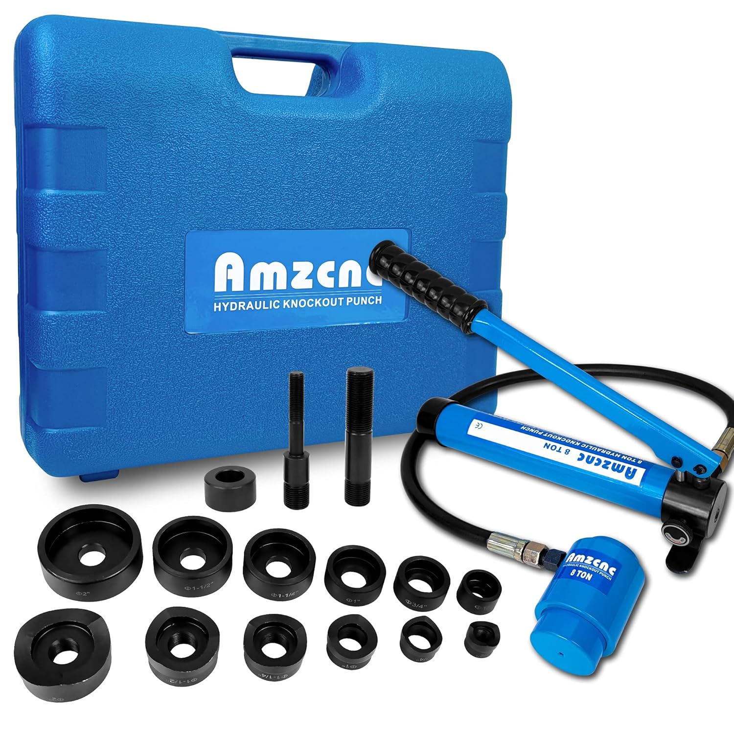 AMZCNC Hydraulic Knockout Punch Electrical Conduit Hole Cutter Set KO Tool Kit 1/2 to 2 inch (8T(1/2-2))