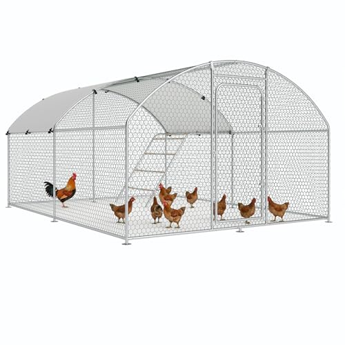 Chicken Coop Poultry Cage Large Metal Hen Run with Water-Resident Cover for Rabbit Duck House Outdoor Walk-in Chicken Pen for Yard