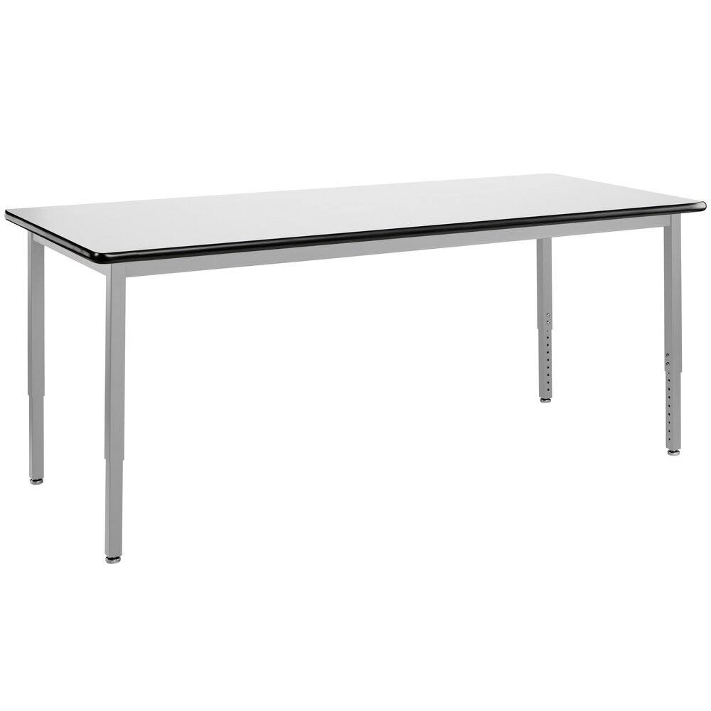 National Public Seating HDT8-3672W 36x22 x 72x22 Gray Frame Adjustable Height Utility Table with Whiteboard Top