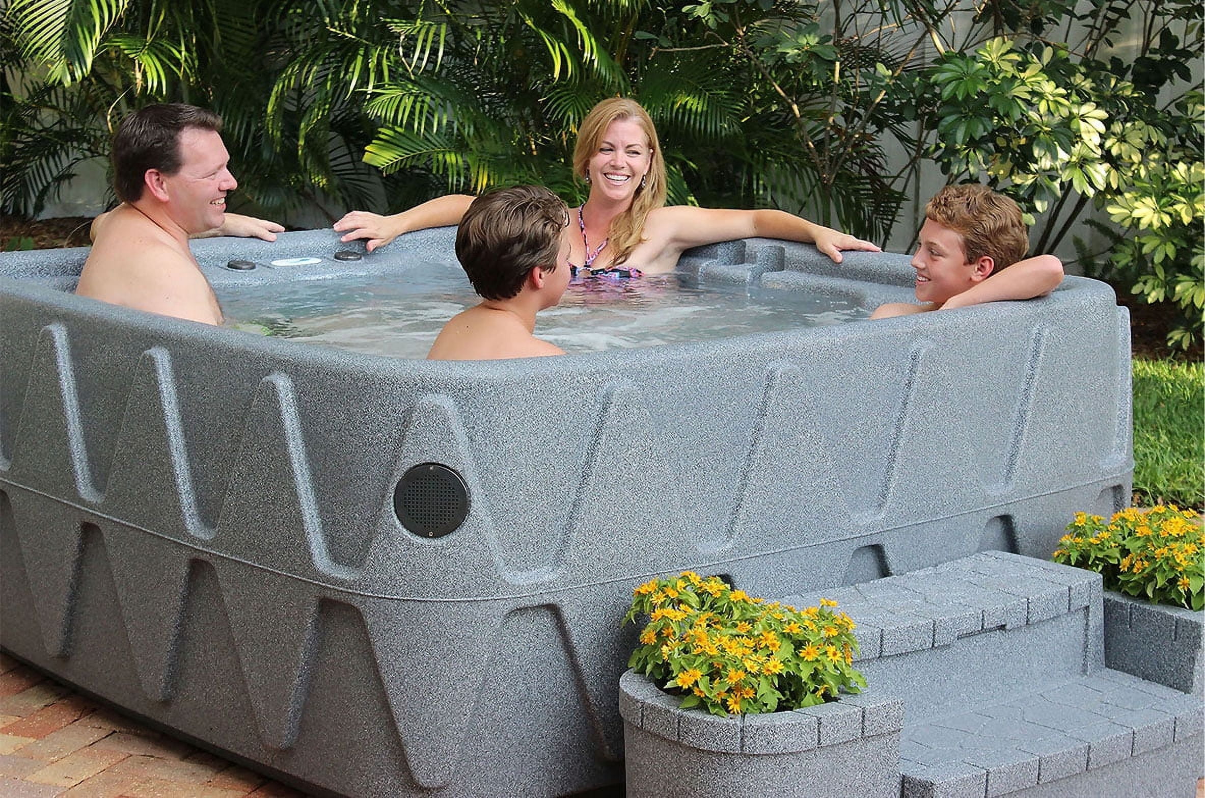 Aquarest Spas Powered By Jacuzzi® AR-500 Premium 5-Person 29-Jet Plug And Play with Ozonator - LED waterfall -2hp pump - Graystone