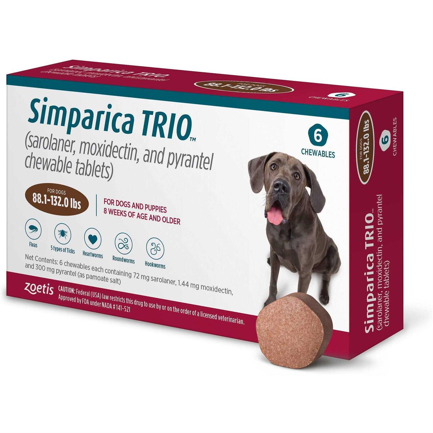 Simparica Trio 88.1-132 lbs. Dogs - Pet Supplies online store