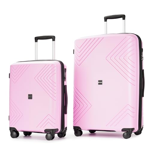 Luggage Sets 3 Piece,Hardside Expandable Luggage Sets,Large Suitcases with Wheels TSA Lock,Light Pink