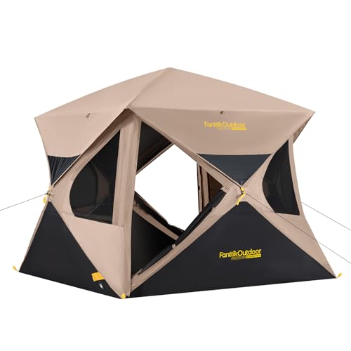 FanttikOutdoor Alpha C4 Ultra Camping Tent 4 Person Pop Up Instant Cabin Setup in 60 Seconds Portable Hub Tent with Rainfly & Windproof for Outdoor