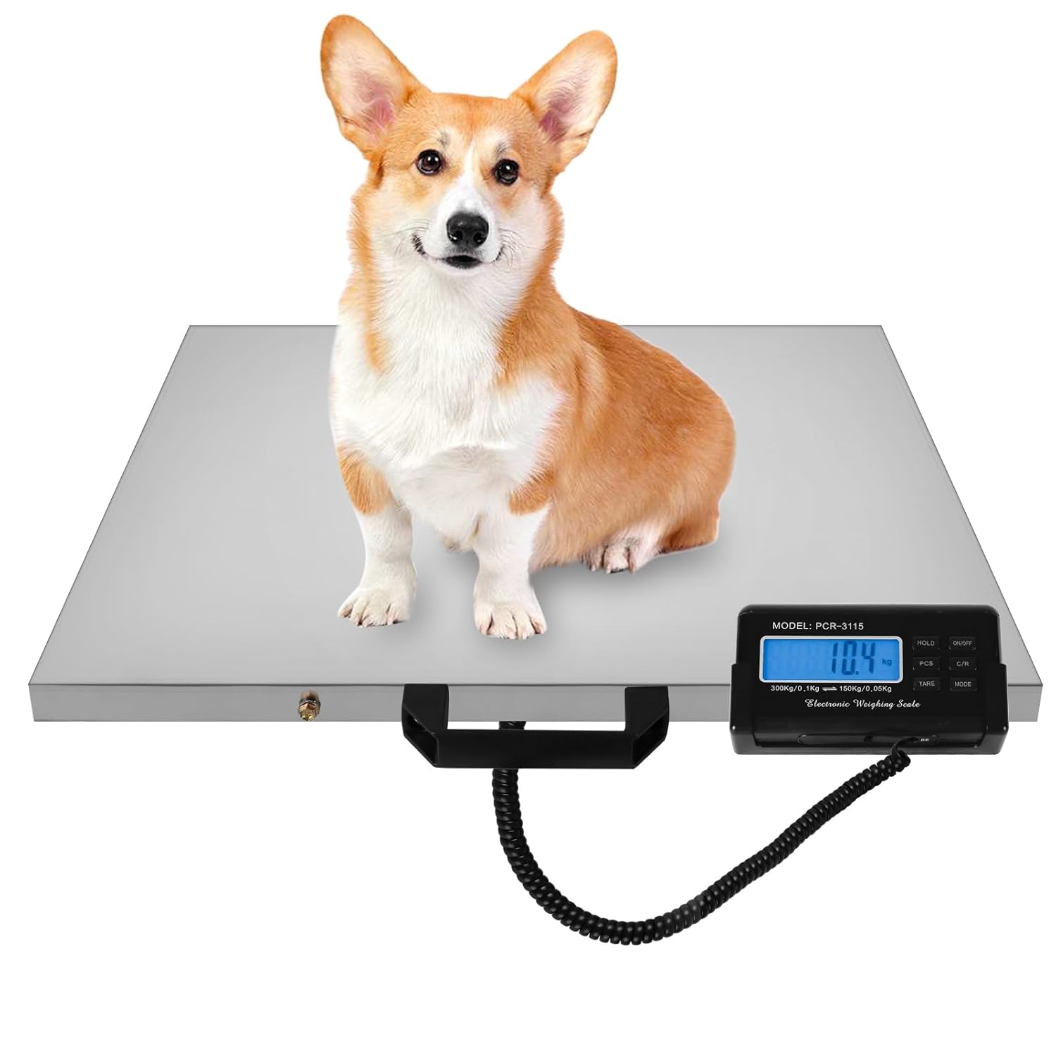 Digital Livestock Scale 660Lbs x 0.2Lbs,21'' x 17'' Veterinary Scale Pet Vet Scale Stainless Steel Platform Animal Scale,Electronic Postal Scale