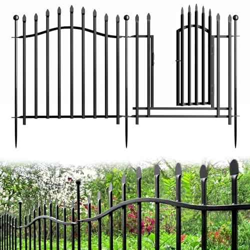 8 Panels Tall No Dig Garden Fence - 40in H x 18ft L, Reinforced Square Tube Rustproof Animal Barrier