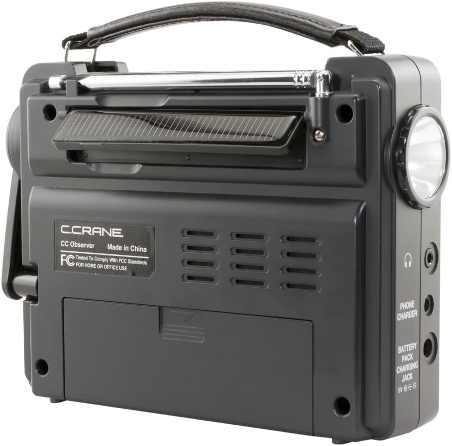 C. Crane CC Solar Observer Wind Up Solar Emergency Crank Radio with AM, FM, NOAA Weather, Built in LED Flashlight