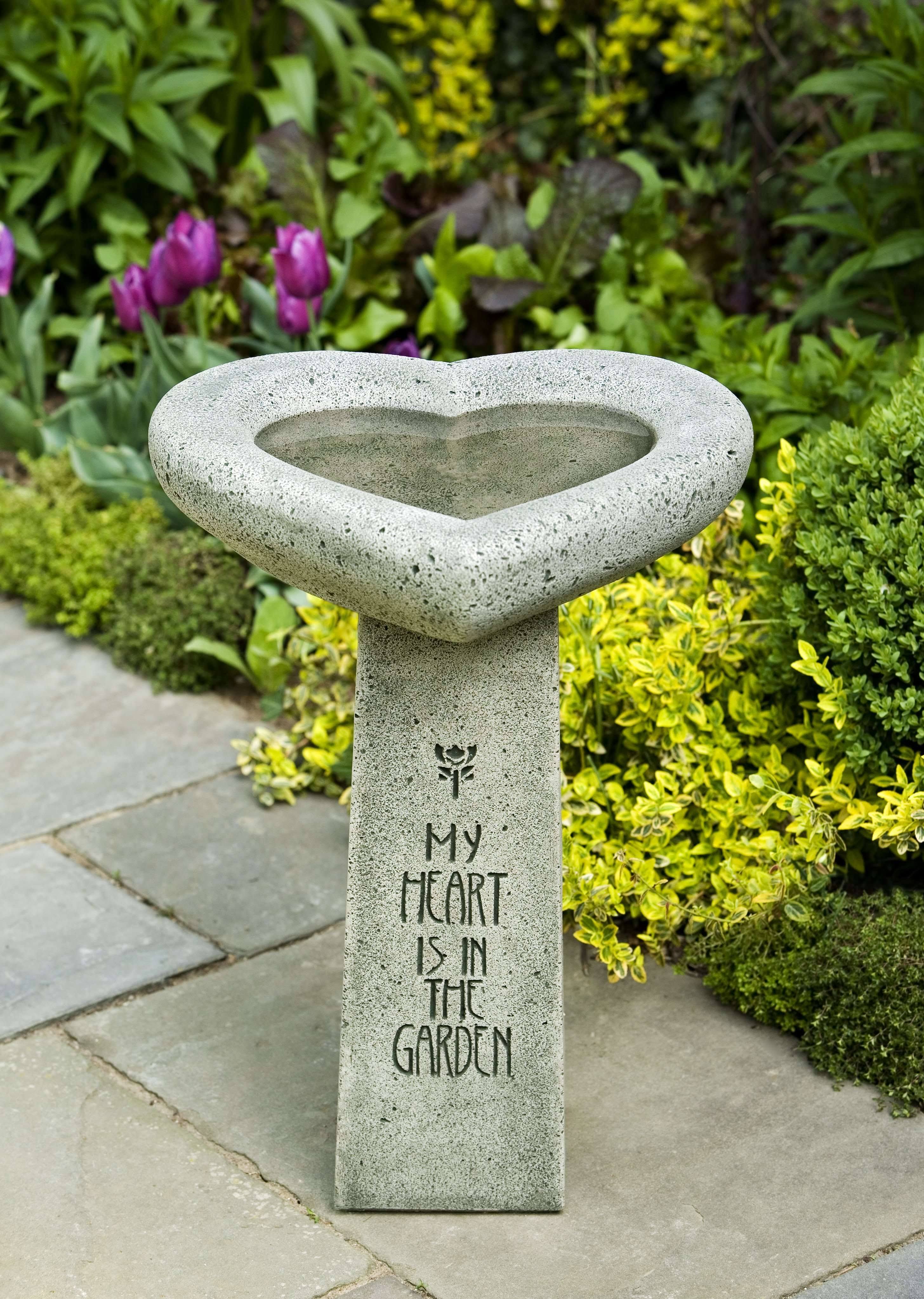 Campania International My Heart Is in The Garden Brown Stone Birdbath