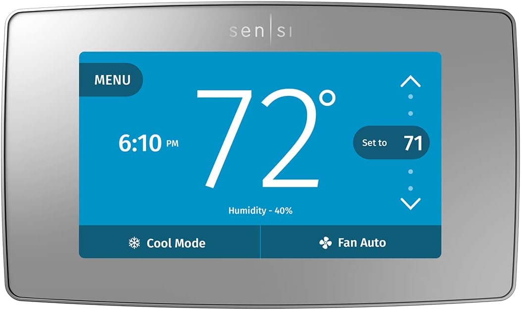 Sensi Touch Smart Thermostat by Emerson with Touchscreen Color Display, Programmable, Wi-Fi, Mobile App, Easy DIY, Data Privacy, Works with Alexa
