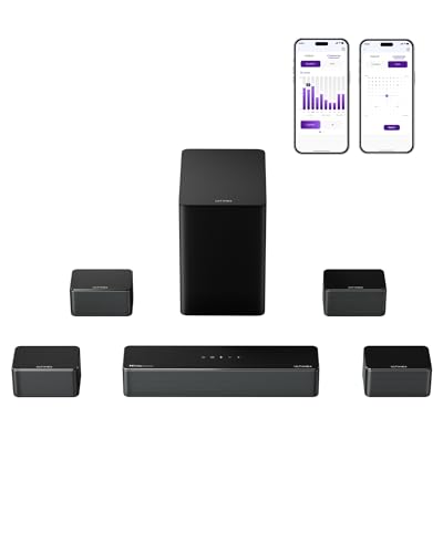ULTIMEA 7.1 Surround Sound System for TV with Dolby Atmos, 460W Sound Bar for TV with 6.5" Subwoofer, APP Control, 4 Wired Surround Speakers