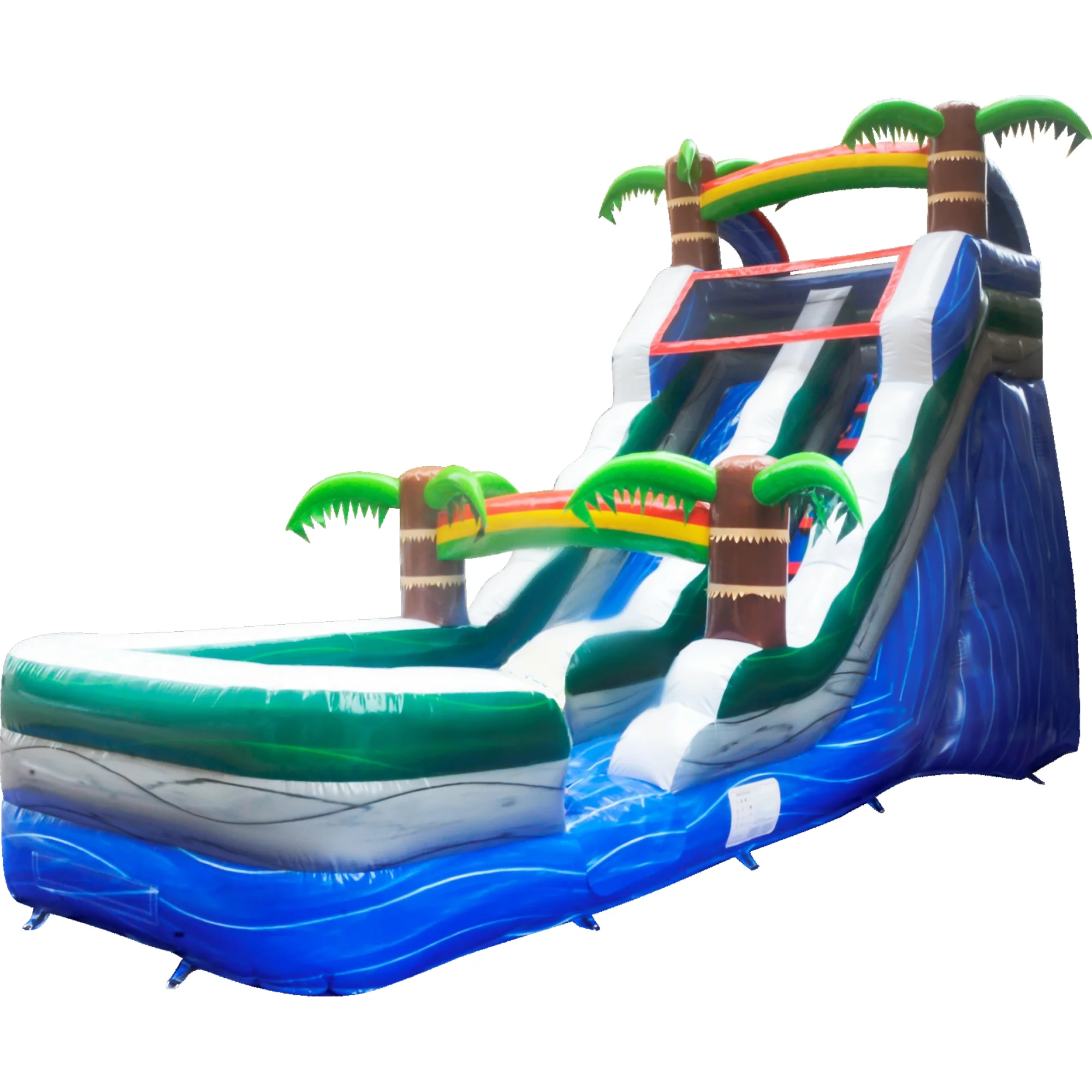 GOOSH 16 ft Palm Tree Inflatable Water Slide with Air Blower, Kids Blow Up Water Slide, Outdoor Commercial Water Slide-Climbing Wall