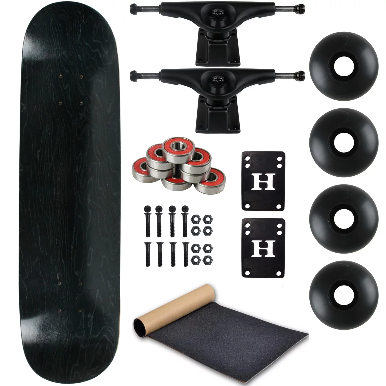Moose Complete Skateboard Stain Black 8.25" With Black Trucks and Black Wheels - Curated Treasures Market
