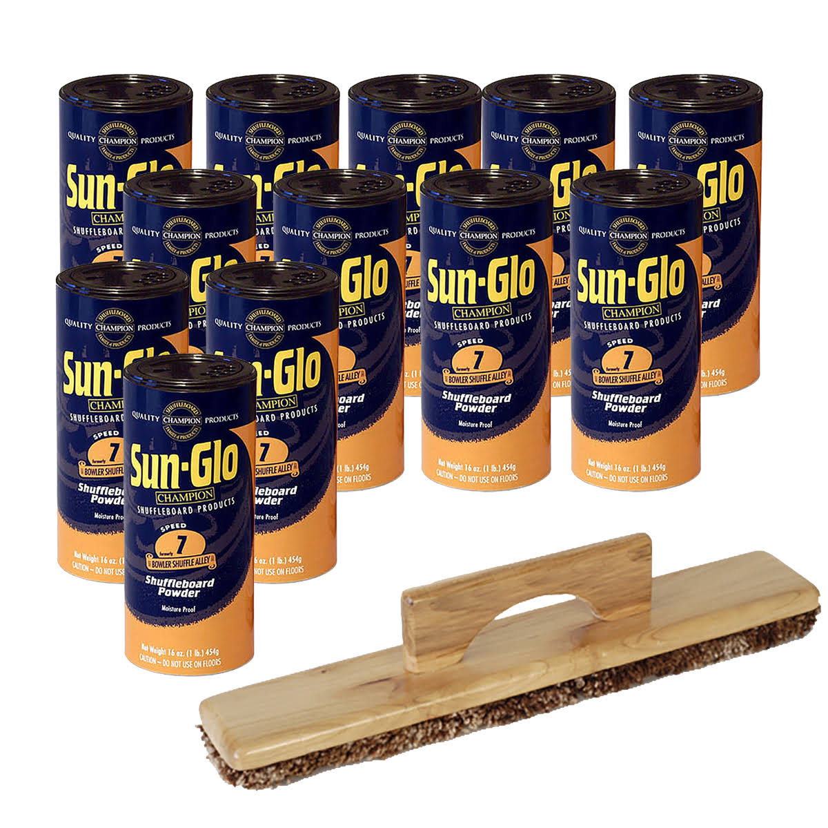 12 Cans #7 Sun-Glo Shuffle Alley Wax u0026 1 Shuffleboard Sweep