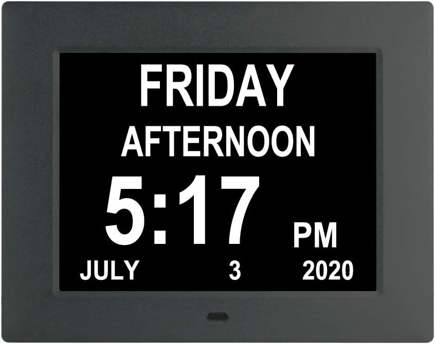[Newest Version] Digital Calendar Day Alarm Clock with 8 Alarm Reminders,AM/PM Function
