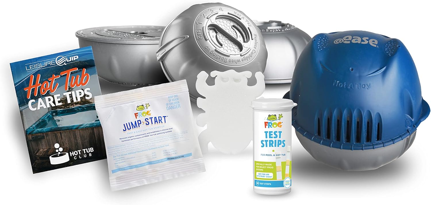 HotTubClub Frog @Ease Floating Sanitizing System for Tubs and Spas - Contains (@Ease SmartChlor Sanitizing System, @Ease SmartChlor 3pk Refill Kit