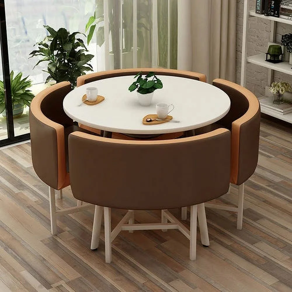 Dining Table Set 4 Chairs Office Reception Seat Suits Negotiation Table Casual Visitor Round Table Visitor Office Desk Chair Set