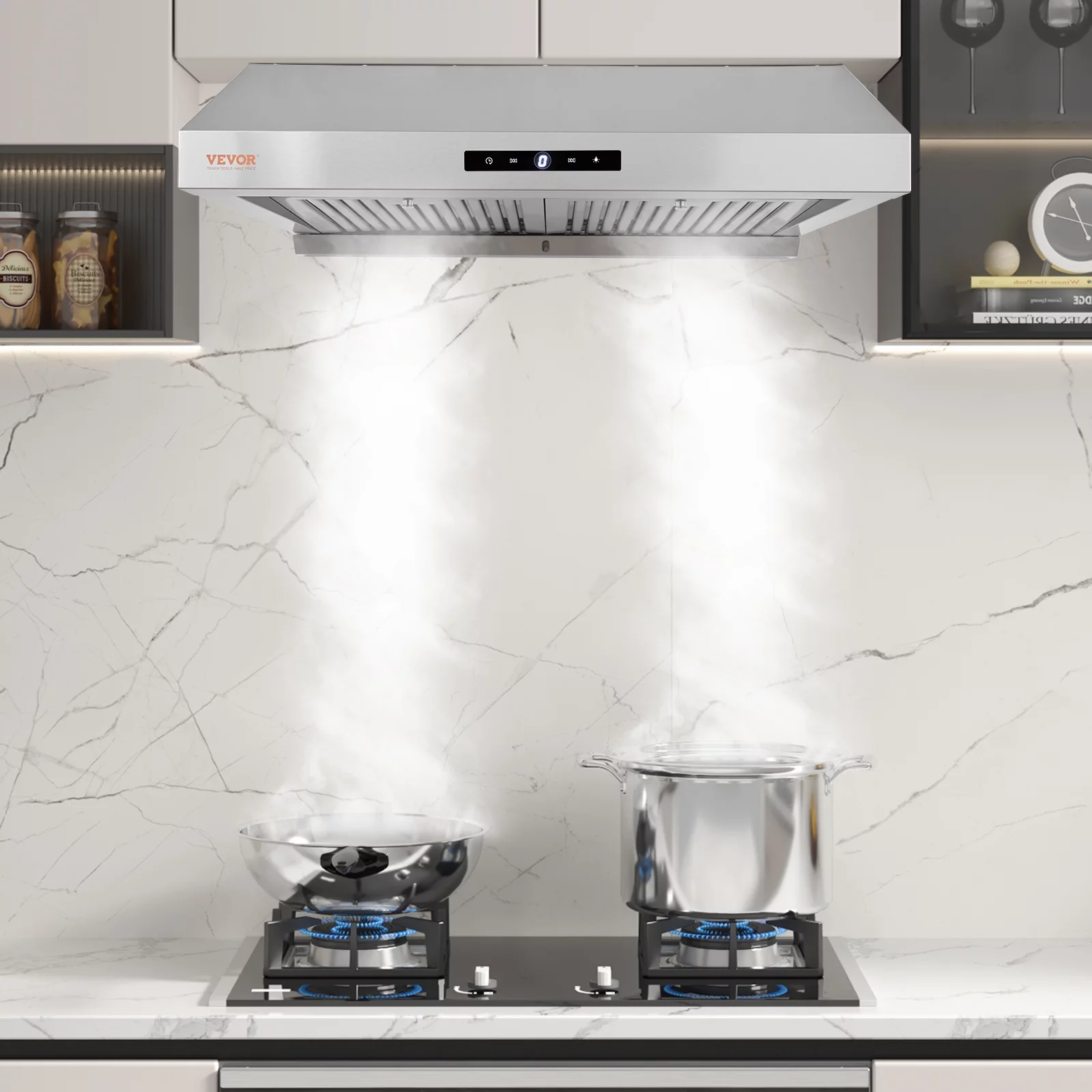 BENTISM 30inch Under Cabinet Range Hood ，558cfm 3 Speed Exhaust Fan