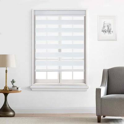 Zebra Semi-Sheer White Roll-Up Shade Latitude Run Blind Size: 27x22W x 60x22L, Color: White