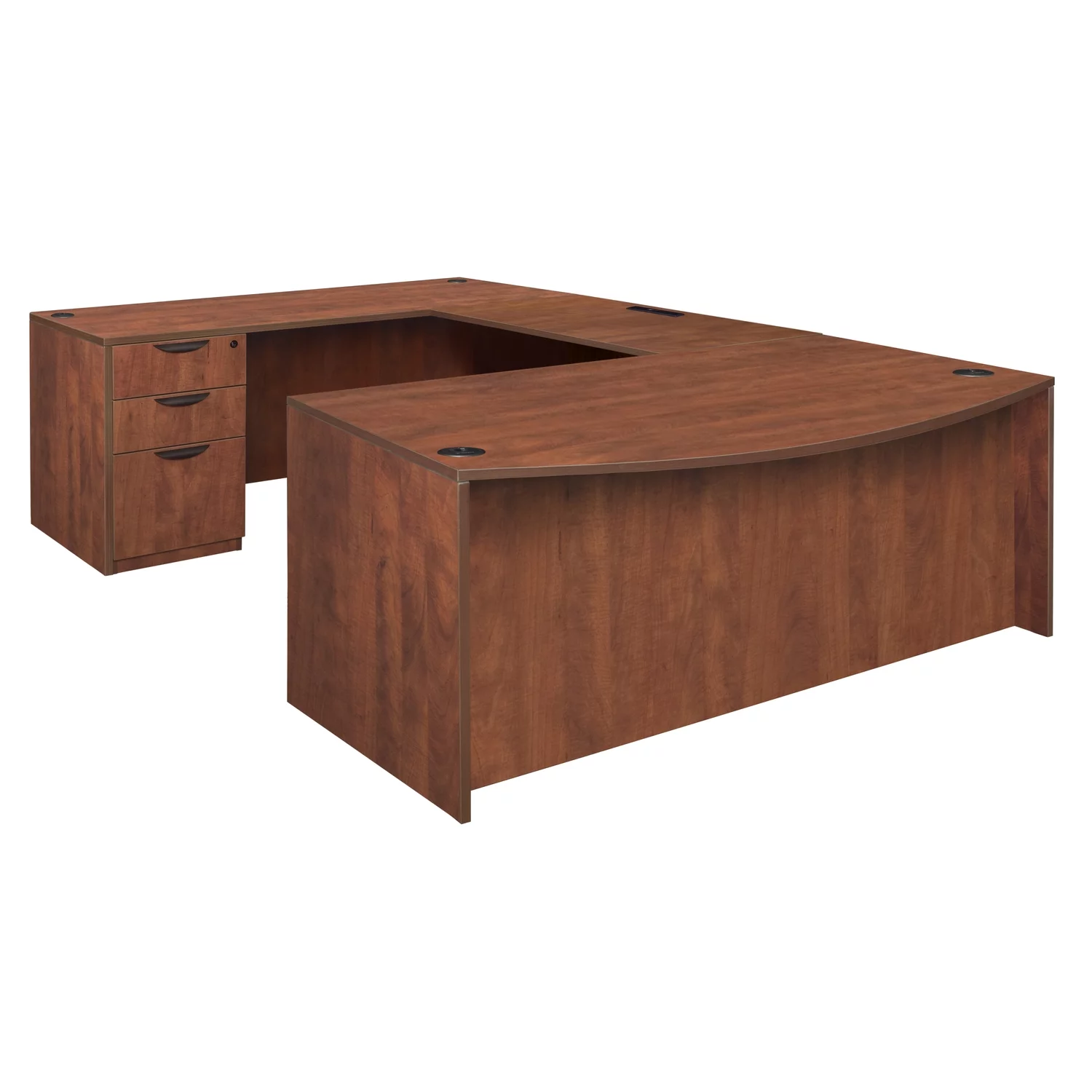 Legacy 71" Bow Front Double Full Pedestal U-Desk- Cherry