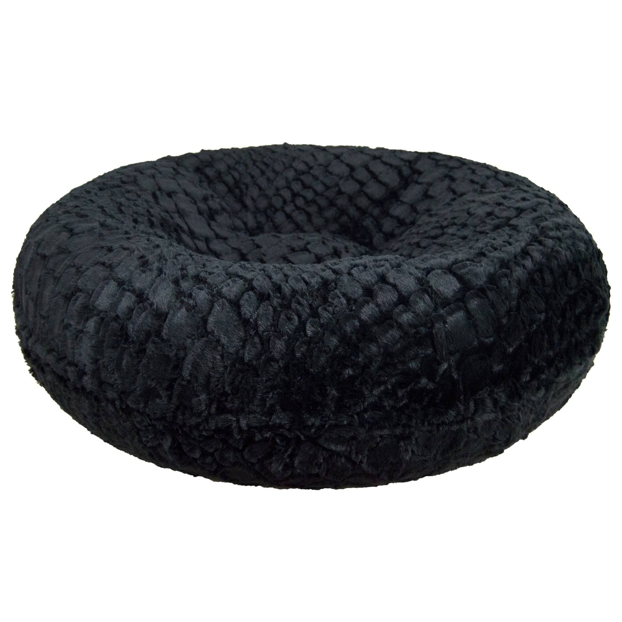Bessie and Barnie Signature Serenity Black Luxury Extra Plush Faux Fur Bagel Pet/ Dog Bed, Size: Xs - 24 inch