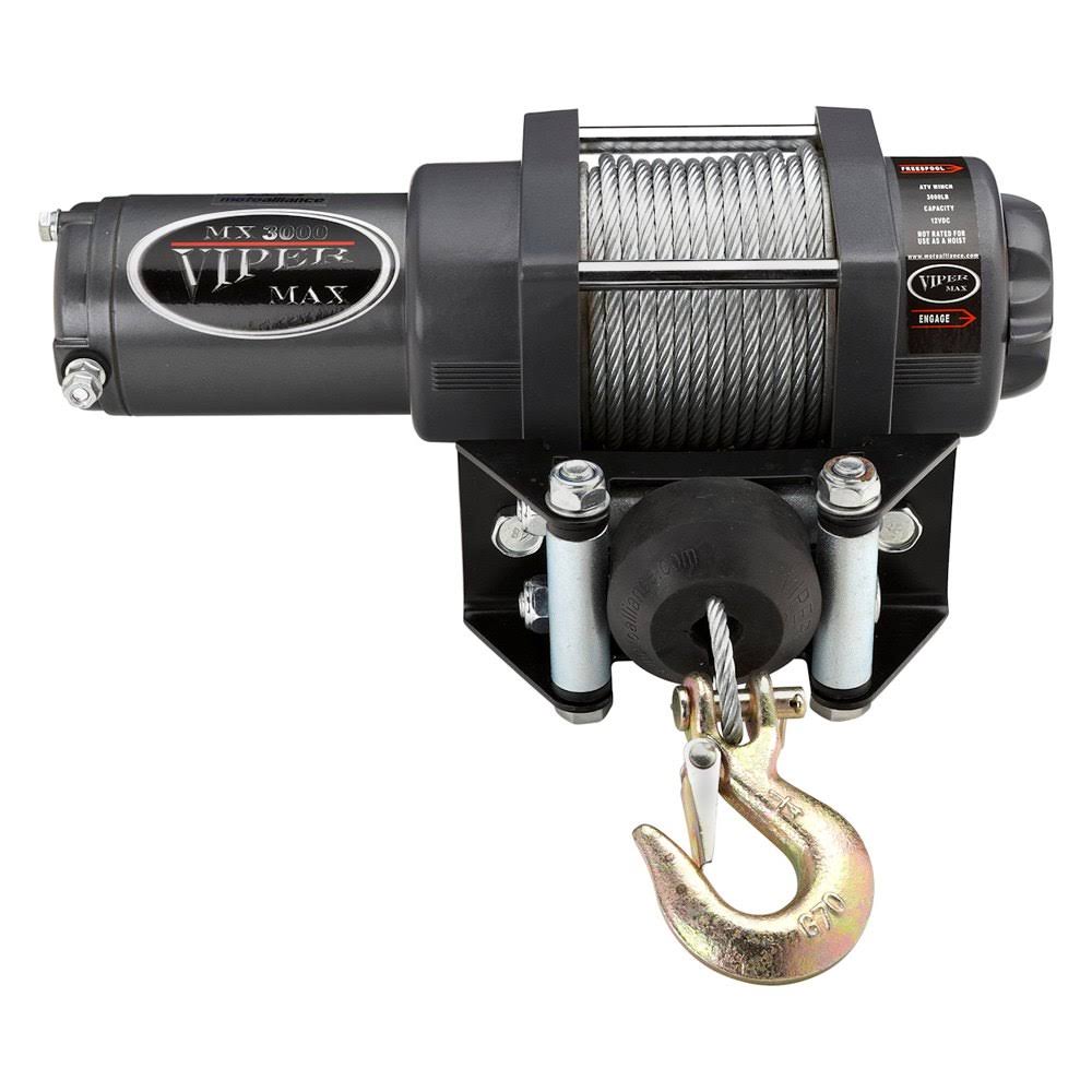 Viper Max 3000lb ATV/UTV Winch Kit with 50 Feet Steel Cable, Silver