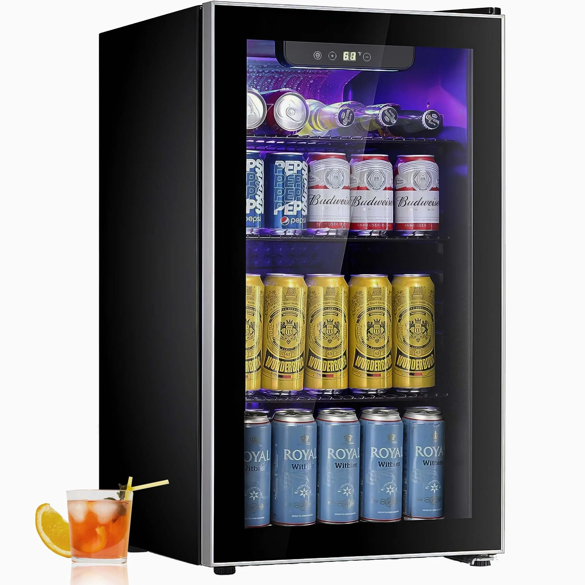 KISSAIR 3.2 Cu.ft Beverage Refrigerator Cooler -120 Can Mini Fridge, Freestanding Wine Chiller, Glass Door for Soda