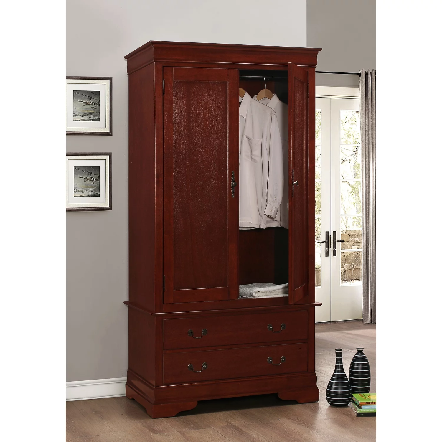 Homestock Asian Fusion G3100-A Armoire , Cherry
