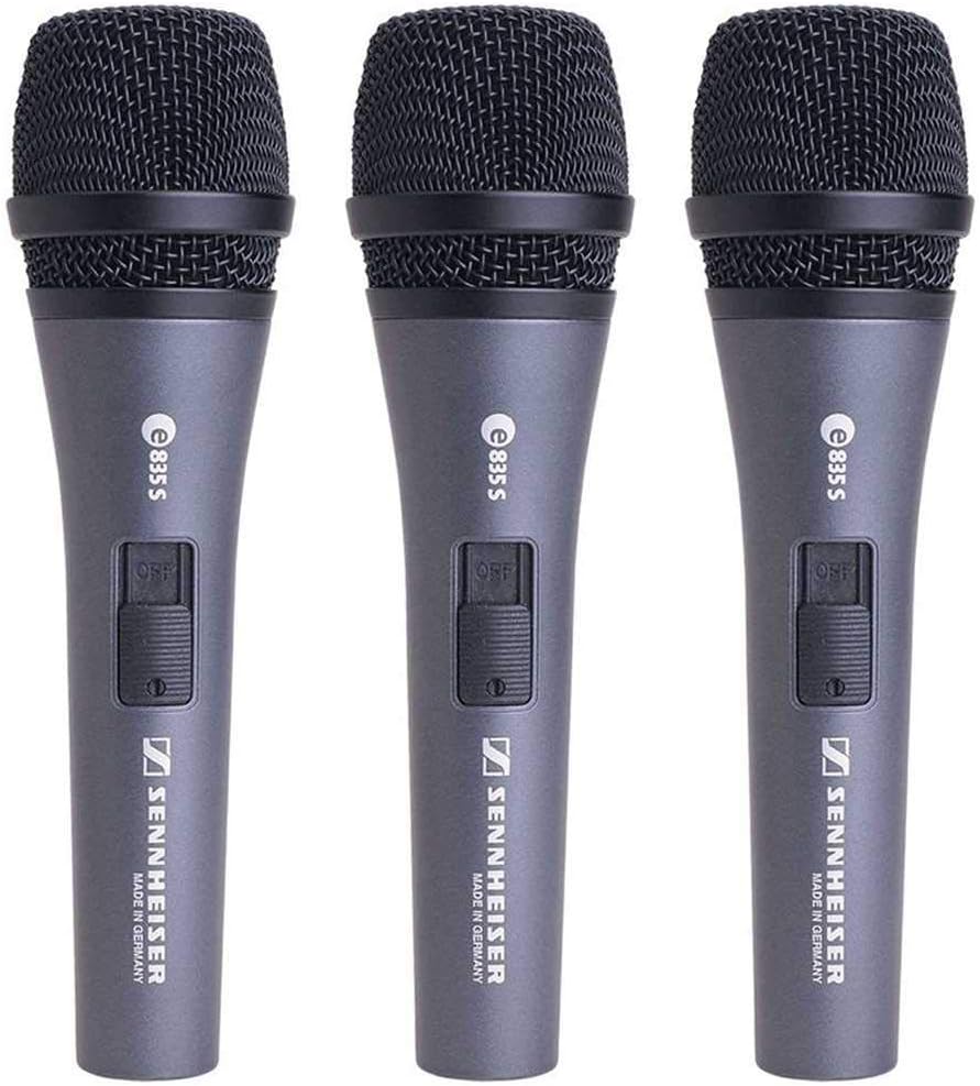 Sennheiser E 835-S Live Vocal Microphone with On Off Switch - 3-Pack