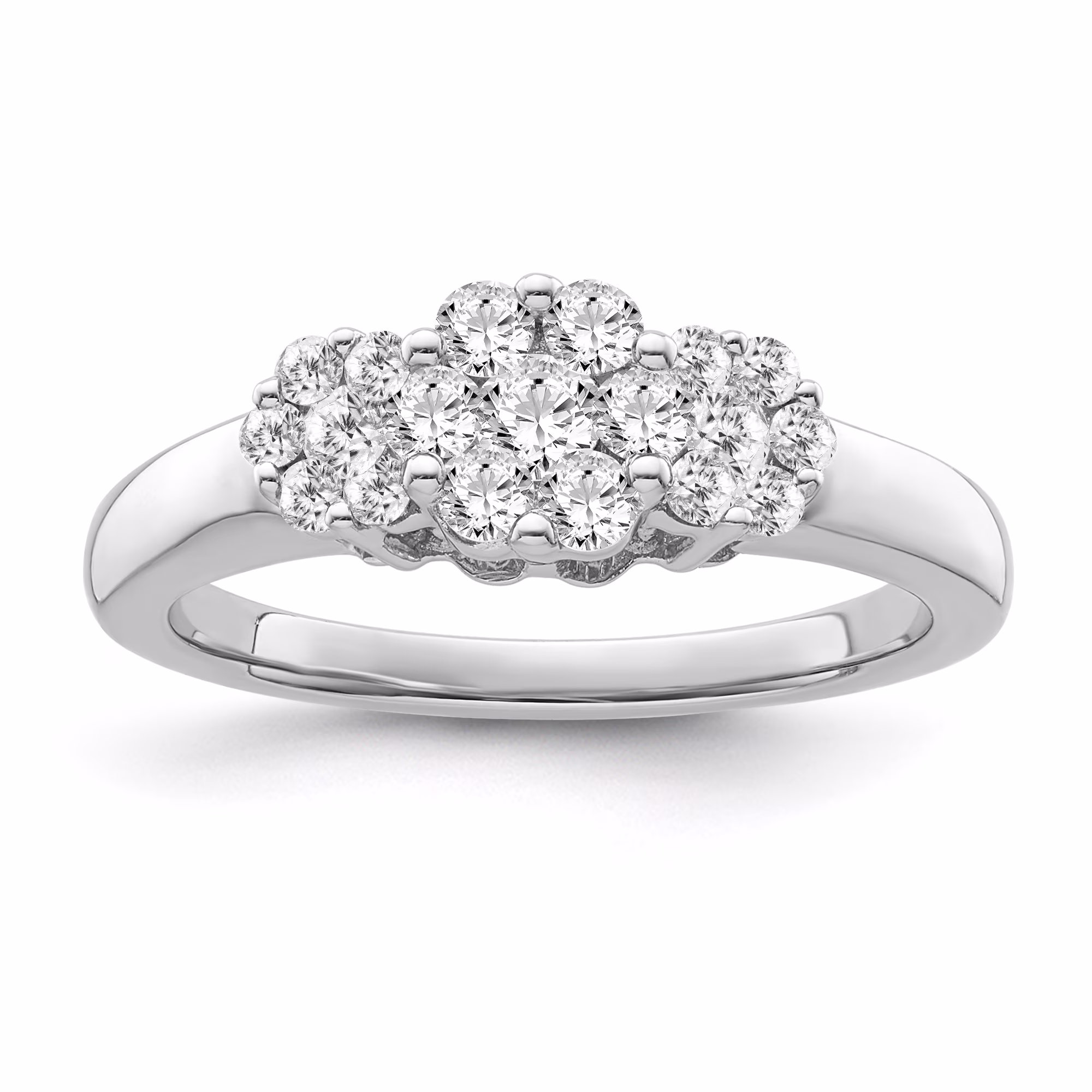 ARAIYA FINE JEWELRY 10K White Gold Diamond Cluster Band Ring (1 cttw, I-J Color, I2-I3 Clarity), Size 7