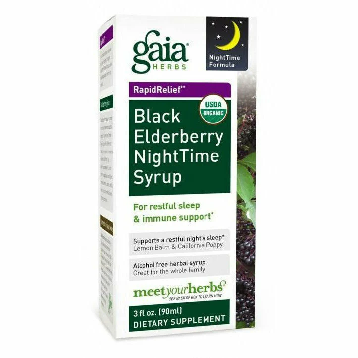 Black Elderberry Nighttime Syrup 5.4 oz by Gaia Herbs - Kansas Nuitrition - HNZSDS