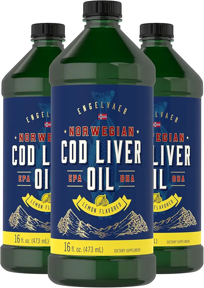 Carlyle Cod Liver Oil Liquid | 16 fl oz | Pack of 3 Bottles | Lemon Flavor | Norwegian | Non GMO, Gluten Free - Kansas Nuitrition - HNZSDS
