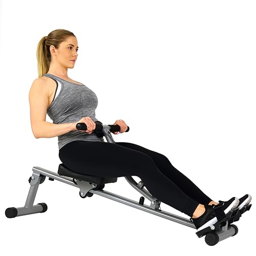 Sunny Health & Fitness Compact Adjustable Rowing Machine with 12 Levels of Resistance for Complete Body Workouts and Optional Free SunnyFit App