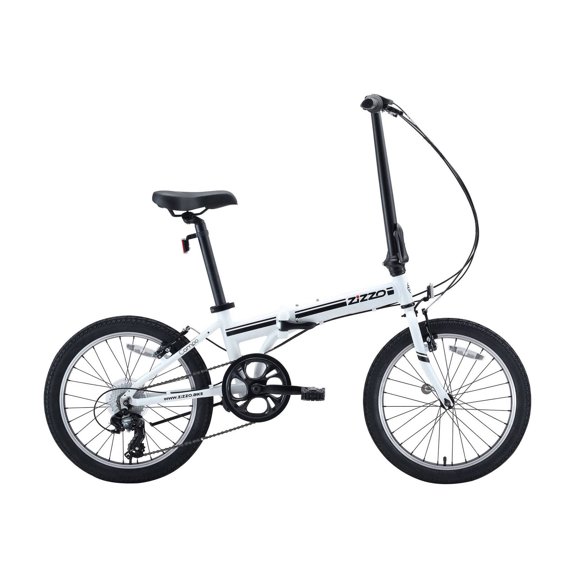 Zizzo Campo 7-Speed Aluminum 20x22 Folding Bike - White