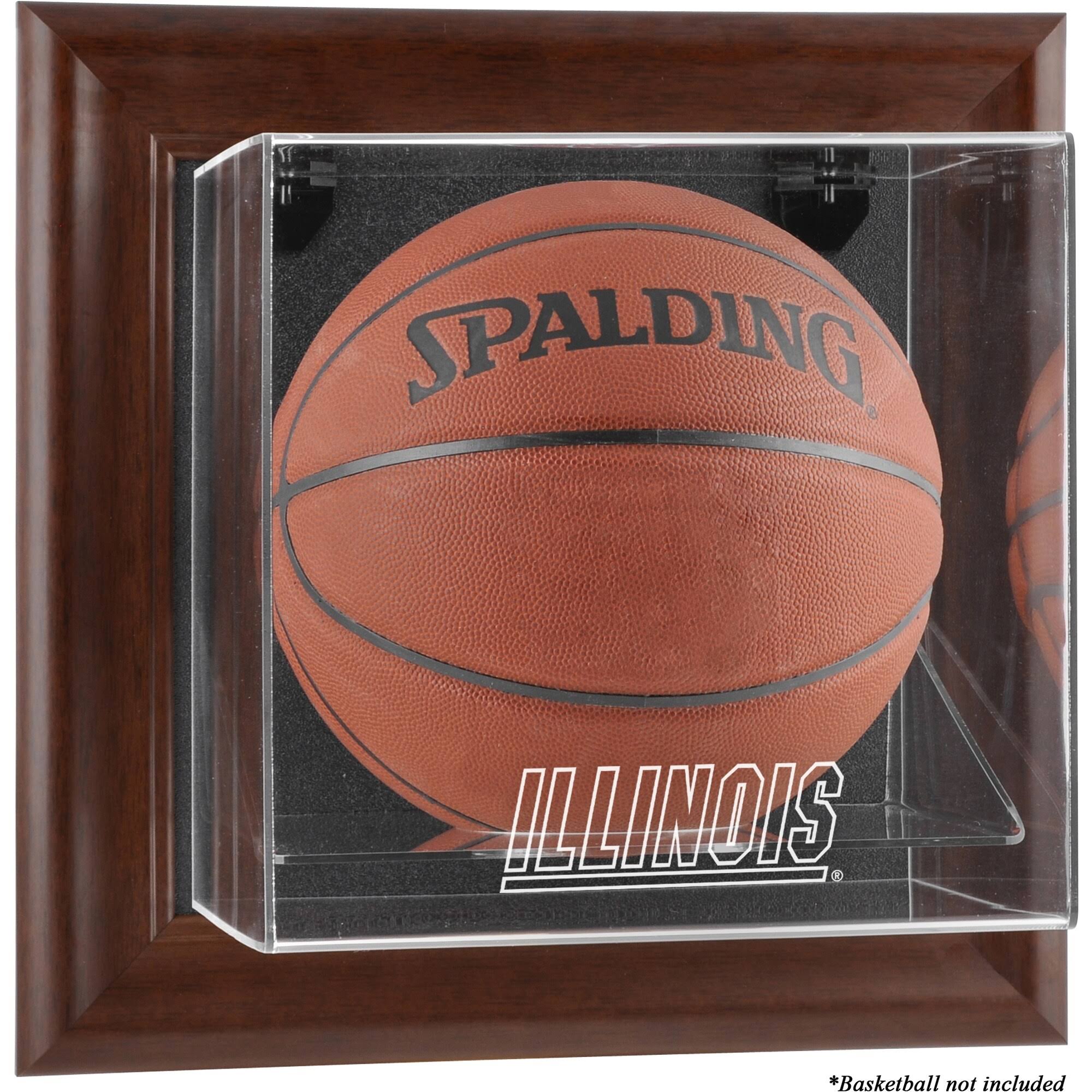Illinois Fighting Illini Brown Framed Wall Mountable Basketball Display Case